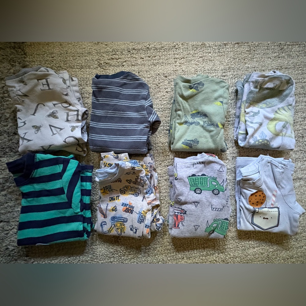 Assortment of 8 Toddler Boy Pajama Sets Size 3T